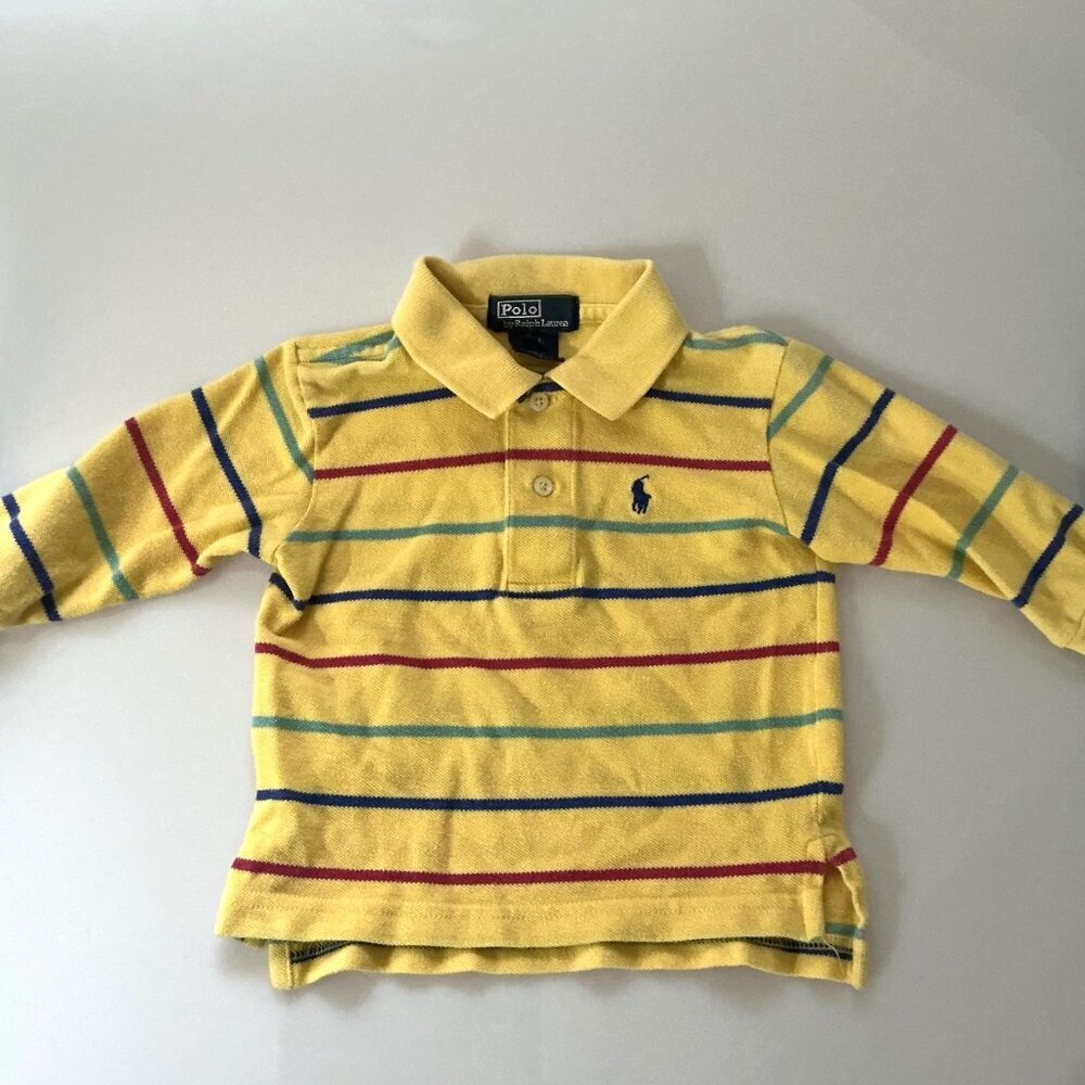 POLO RALPH LAUREN YELLOW LONG SLEEVE STRIPED POLO SHIRT